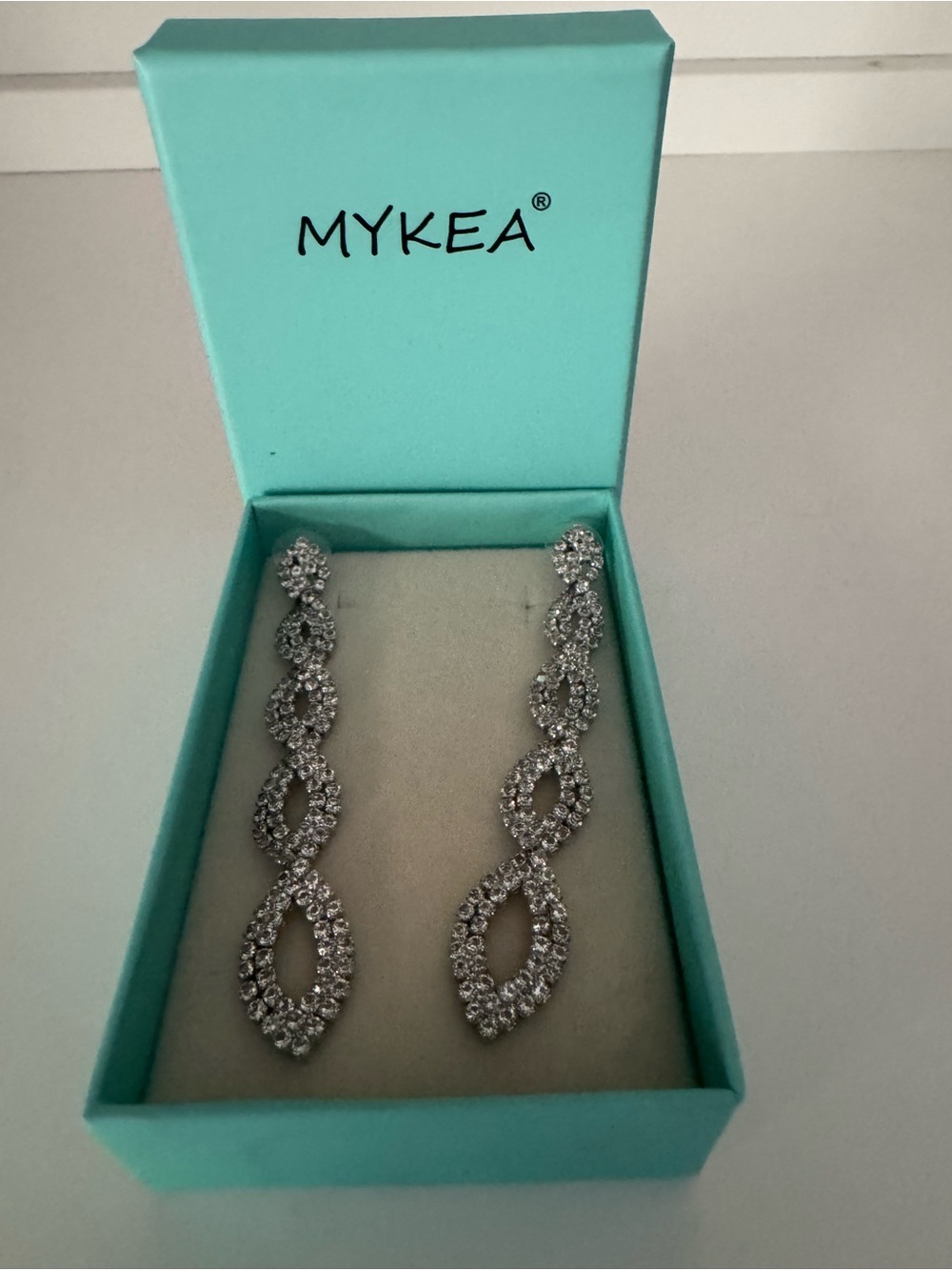 Silver & Clear Crystal Link Drop Earrings - Formal Elegance Butterfly Back